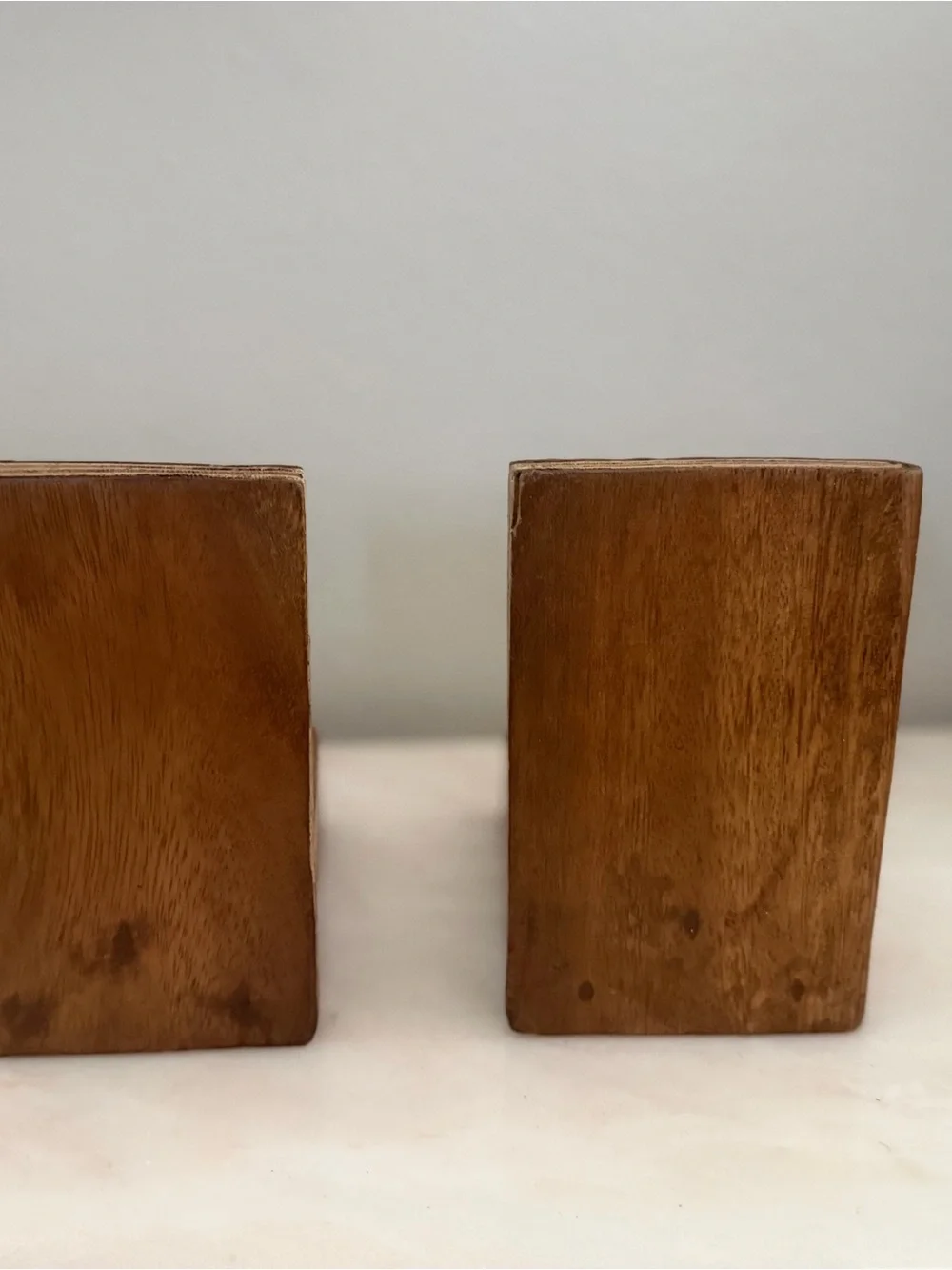 Handcrafted Brown Wooden Bookends – Rustic Home Office Accent